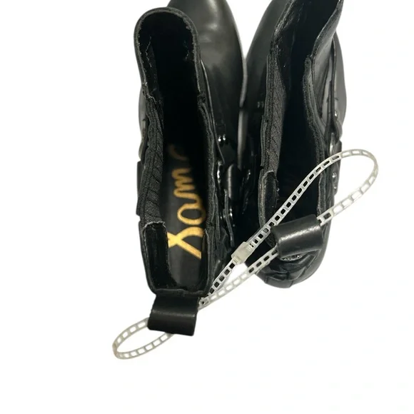 Sam Edelman, Dalma. Black Leather Ankle Boots - Picture 4 of 8